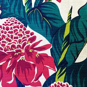 King Protea and Birds of Paradise Hawaiiana barkcloth Vintage Fabric Drape Curtain 5 Avail.