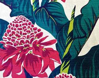 König Protea und Paradiesvögel Hawaiiana rindenstoff Vintage Stoff Drapieren Vorhang 5 Avail.