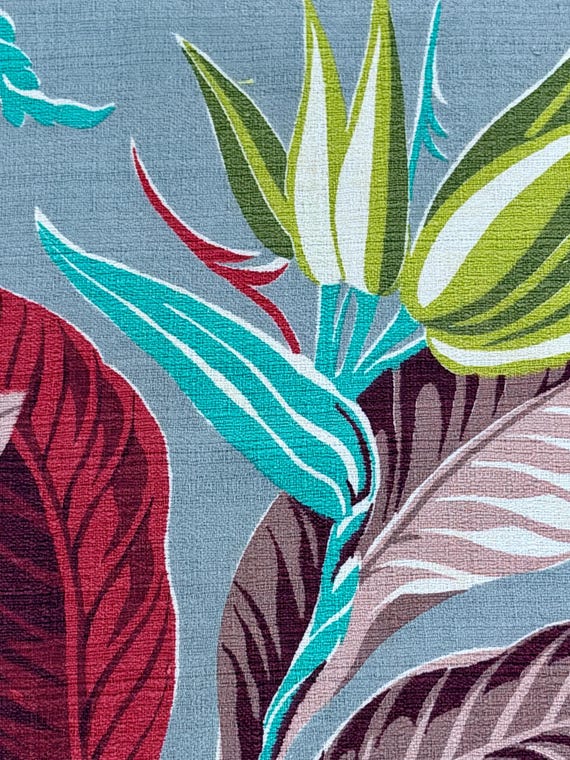 140’s MIAMI Exotica Bird of Paradise Hollywood Regency Mid Century Barkcloth Vintage Fabric 11YDS Avail.