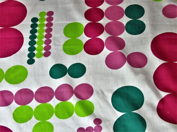 Zsa Zsa meets RHODA 1968 Op Art Vintage Fabric Yardage 1960's Polka Dots