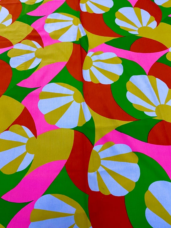 60's Super Cool FUN Flower Power Vintage Fabric Unused Yardage 2YDS Avail.