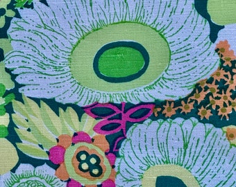 Colori ispirati agli agrumi Anni '60-'70 Midnight Gardens FLOWER POWER Tessuto vintage per tappezzeria 6 YDS Disponibile