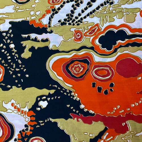 1971 Pucci-esque Tangerine Quartz Abstract Vintage Fabric shops Yardage 3YDS Avail.
