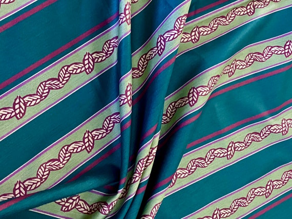 30's Havana Style Art Deco Leafy Stripe Vintage Fabric Unglazed Yardage 4YDS Avail