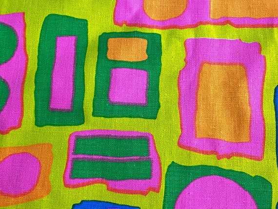 60's Modern POP ART Moving Squares Barkcloth Era Vintage Fabric Unused Uphostery Mid Century