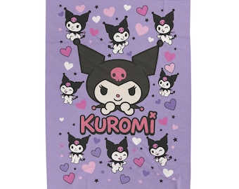 Cobertor de pelúcia aveludada com personagem de gatinho kawaii