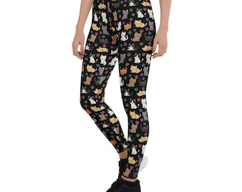 Leggings elásticos con estampado de gatos coloridos y adorables