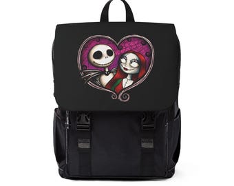 Mochila pequeña de hombro negra Jack and Sally Amor Eterno Navidad