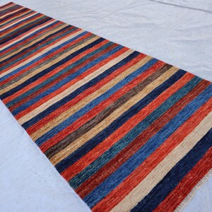 Hand Knotted Afghan Wool Runner Rug 2'8x9'6 FT Tribal Hallway Living Room Rug