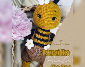 Bee Amigurumi Crochet Pattern with Flower Accessories - Cute Plush Doll Tutorial - Includes Shorts & Floral Details - Digital PDF