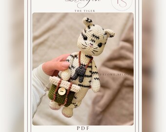 White Tiger Crochet Pattern Rarfin Amigurumi PDF Pattern English Polish White Tiger Crochet Pattern