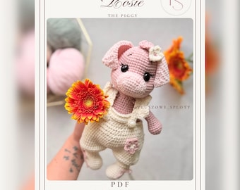 Rosie Piggy Crochet Pattern PDF, Cute Amigurumi Pig Tutorial, Beginner Friendly, English and Polish Pattern