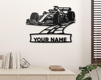 Personalized Formula Race Car Metal Sign : Motorsport Garage Decor