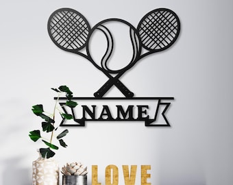Personalisiertes Tennis Wandschild: Metall Wandbild für Spieler oder Trainer