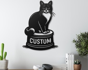 Custom Cat Name Metal Sign: Personalized Pet Memorial Wall Art