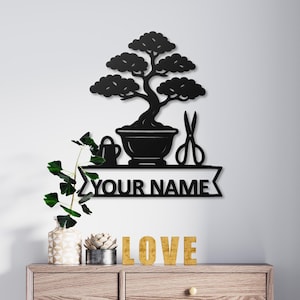 Personalized Bonsai Tree Metal Sign: Zen Garden Decor