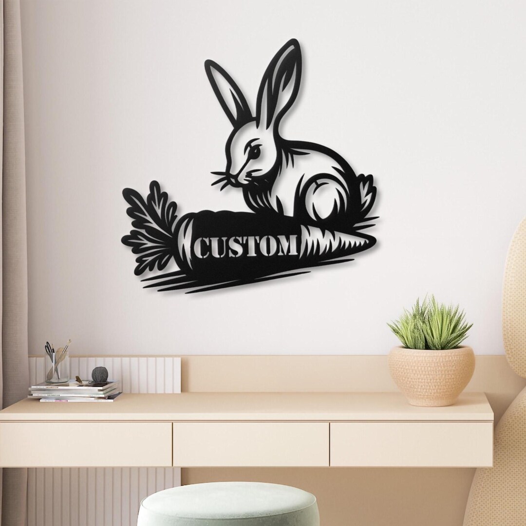 Personalized Rabbit Name Sign: Metal Nursery Decor, Easter Gift - Etsy