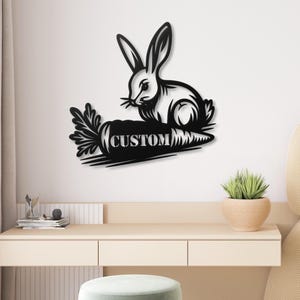 Personalized Rabbit Name Sign: Metal Nursery Art, Easter Gift