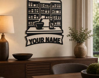 Personalized Pharmacy Metal Sign: Custom Pharmacist Gift, Rx Wall Decor
