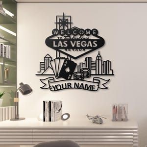 Décoration murale en métal personnalisée Las Vegas : décor de poker de casino, signe de l&#39;homme des cavernes