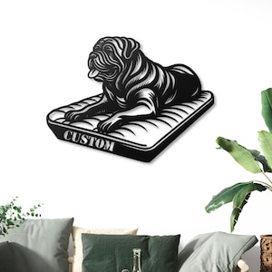 Custom Mastiff Metal Sign: Personalized Dog Bed Wall Art