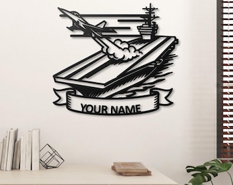 Personalized Aircraft Carrier Metal Sign: Naval Aviation Wall Decor