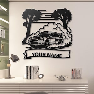 Personalized Rally Car Metal Sign | Custom Name Race Car Wall Art | Motorsport Garage Decor | Off-Road Racing Gift for Him