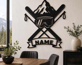 Gepersonaliseerd metalen bord skiën: decoratie berghut