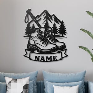 Personalized Hiking Metal Sign: Mountain Cabin Decor, Outdoorsman Gift