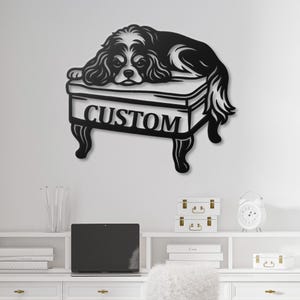 Custom Cavalier King Charles Sign, Personalized Spaniel Wall Art, Dog Mom Gift for Her, Regal Pet Decor, Pet Name Sign