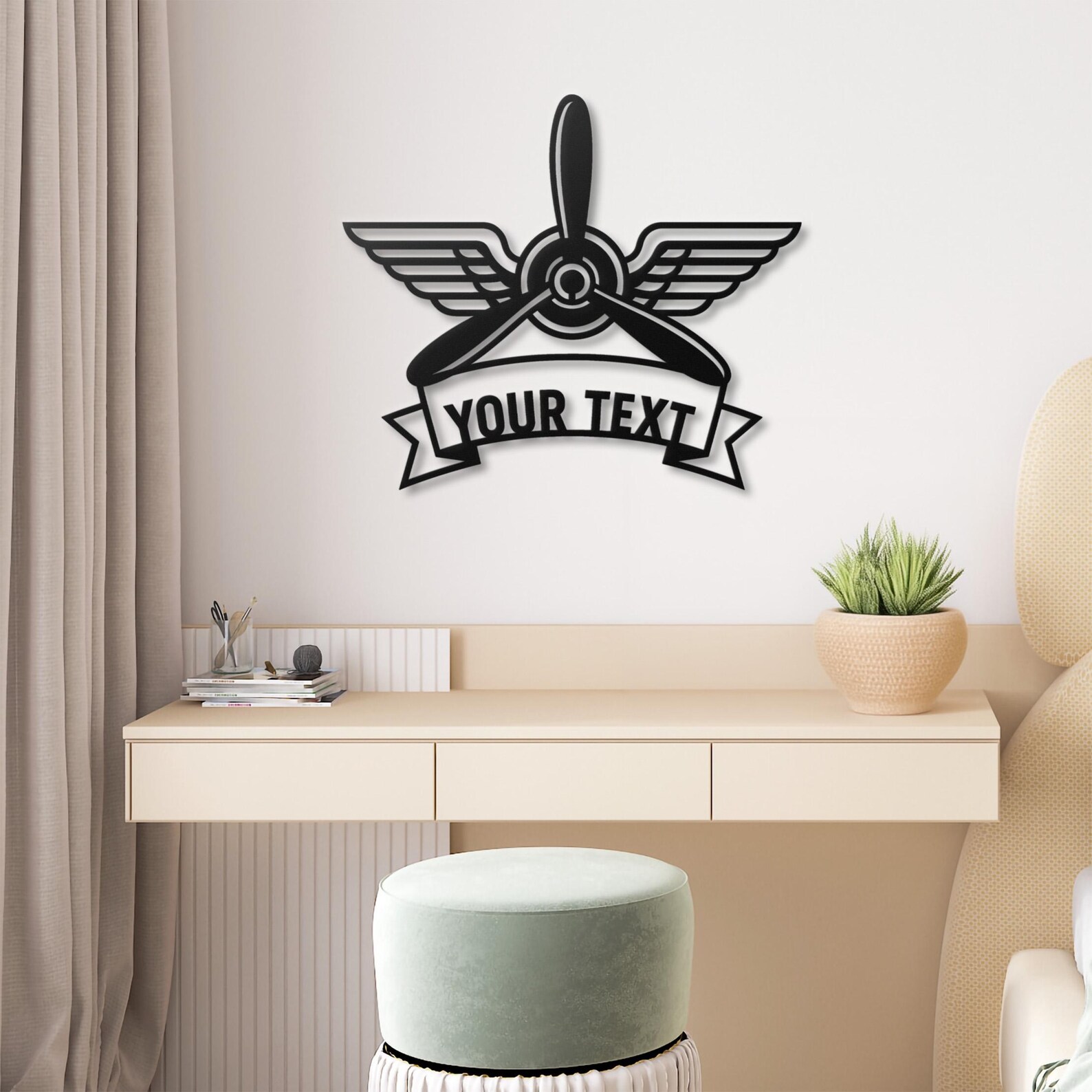 Personalized Pilot Wings Metal Sign Custom Aviator Hangar Wall Decor