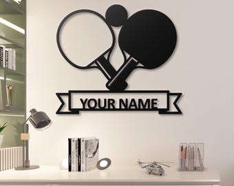 Gepersonaliseerde metalen muurkunst pingpong: muurdecoratie gameroom, tafeltenniscadeau