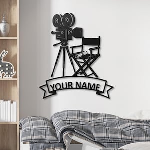 Personalized Home Theater Sign, Custom Movie Room Decor, Film Director Metal Wall Art, Cinema Name Plaque, Filmmaker & Movie Lover Gift