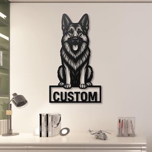 Custom German Shepherd Metal Sign, Personalized Dog Name Wall Art, GSD Memorial Gift, Dog Lover Decor, Pet Portrait Sign for Home & Outdoor