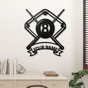 Personalized Billiards Metal Sign: Custom Pool Room Decor