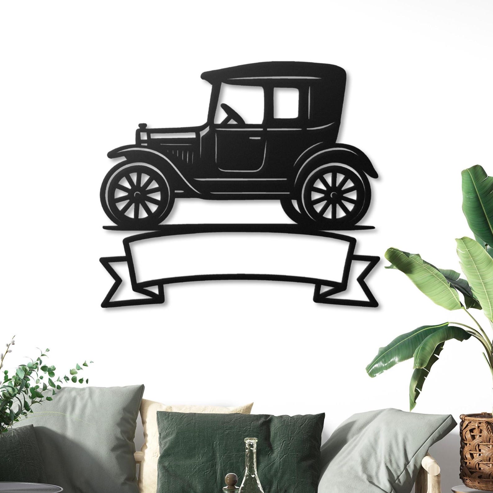 Personalized Antique Car Metal Sign Vintage Garage Wall Art Gift ,