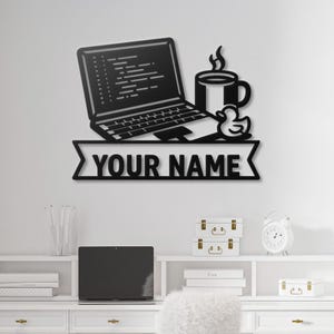 Custom Programmer Gift, Personalized Coder Name Sign, Software Developer Metal Wall Art, Computer Science Office Decor, Tech Geek Wall Art