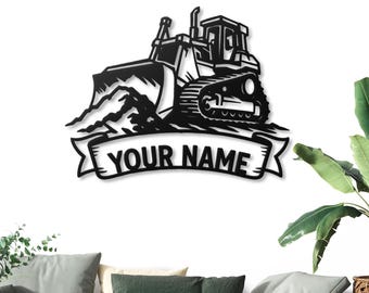 Personalized Bulldozer Metal Sign: Construction Wall Art, Boys Room Wall Decor