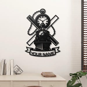 Personalized Train Metal Sign, Custom Railroad Wall Art, Steam Engine Name Plaque, Vintage Locomotive Decor, Gift for Train Lovers