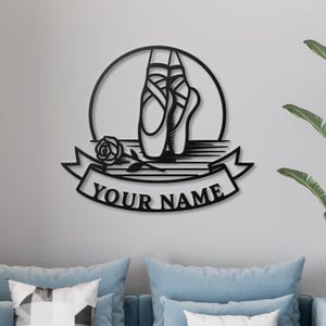 Personalized Ballet Dancer Metal Name Sign: Pointe Shoes Wall Art