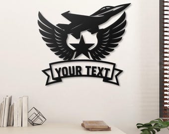Personalized F-16 Fighter Jet Metal Sign: Custom Air Force Wall Decor ,