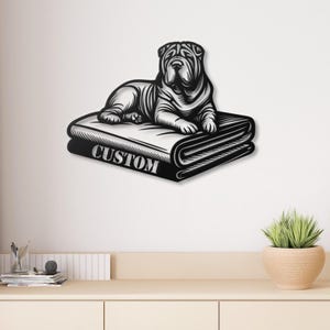 Custom Shar Pei Metal Sign, Personalized Dog Wall Art, Chinese Shar-Pei Decor, Wrinkly Dog Gift, Pet Name Sign