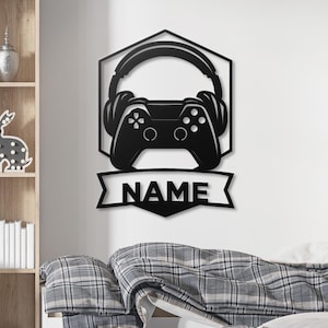Personalized Gamer Tag Sign, Custom Gaming Metal Wall Art, Game Room Decor for Walls, Video Game Controller Art, Man Cave Sign, Gamer Gift