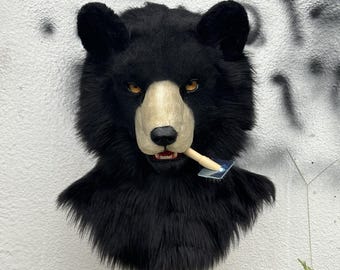 Movable Jaw Realistic Bear Fursuit Head Cosplay Beast Mask Halloween Costumes Furry Accessories