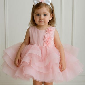 Pink Tutu Dress , Baby Girl Birthday Outfit, Flower Girl Gown