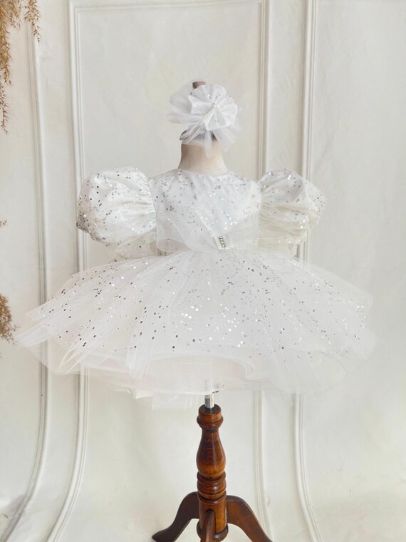 White Baby Girl Birthday Dress: Handmade Tulle Party Gown, Princess Dress - Etsy White Baby Girl Birthday Dress: Handmade Tulle Party Gown, Princess Dress - Etsy