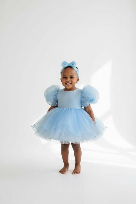 blue dress xxs Shine Like A Pearl Blue Smocked Dress – Classic Whimsy main image 0