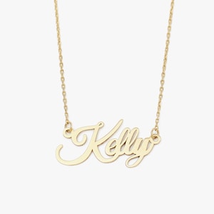 14K Gold Custom Name Necklace: Personalized Script Jewelry