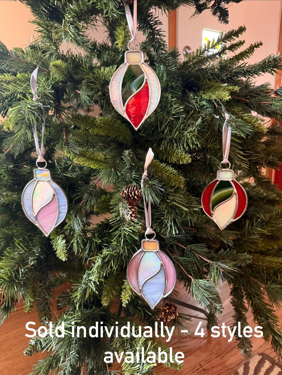 Stained Glass Ornament - Christmas Tree Decoration, Handmade Holiday ...