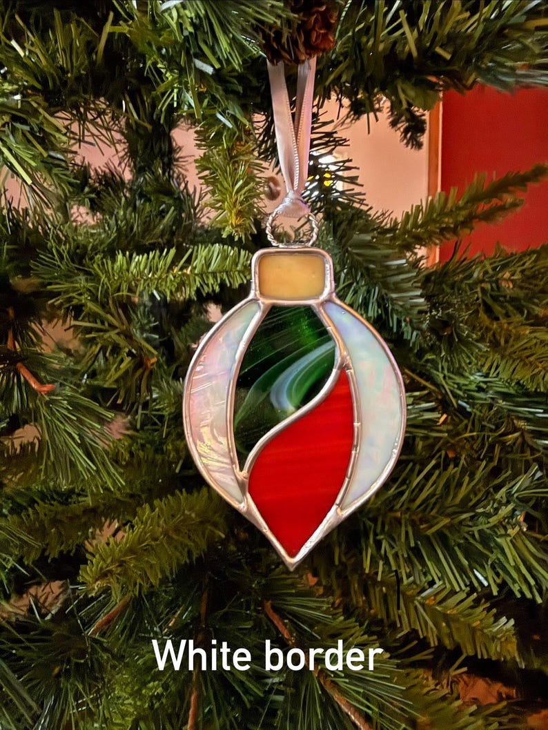Stained Glass Ornament - Christmas Tree Decoration, Handmade Holiday ...